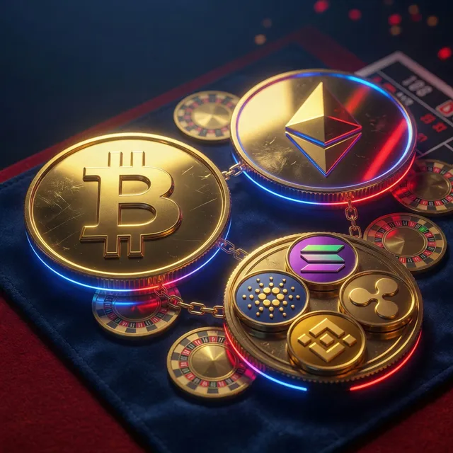 Logos de Bitcoin, Ethereum et autres cryptomonnaies pour les dépôts sur betify casino